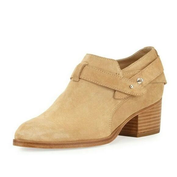 RAG & BONE Harley Ankle Boots Dune Camel Italian Suede Booties Block Heel 10 NIB - Picture 3 of 11
